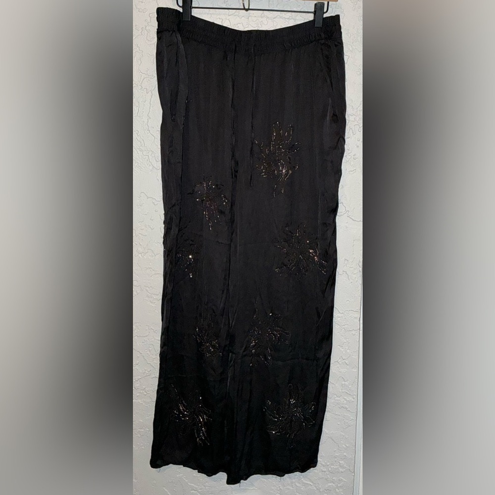 Zara Black Pants with Subtle Beaded Starburst Details